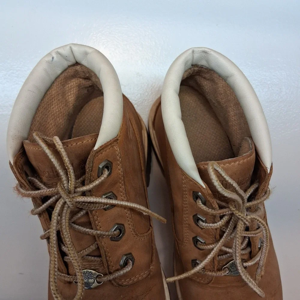 Vintage Y2K Timberland Leather Ankle Chukka Boots‎ Spell Out Logo Women's 8 M